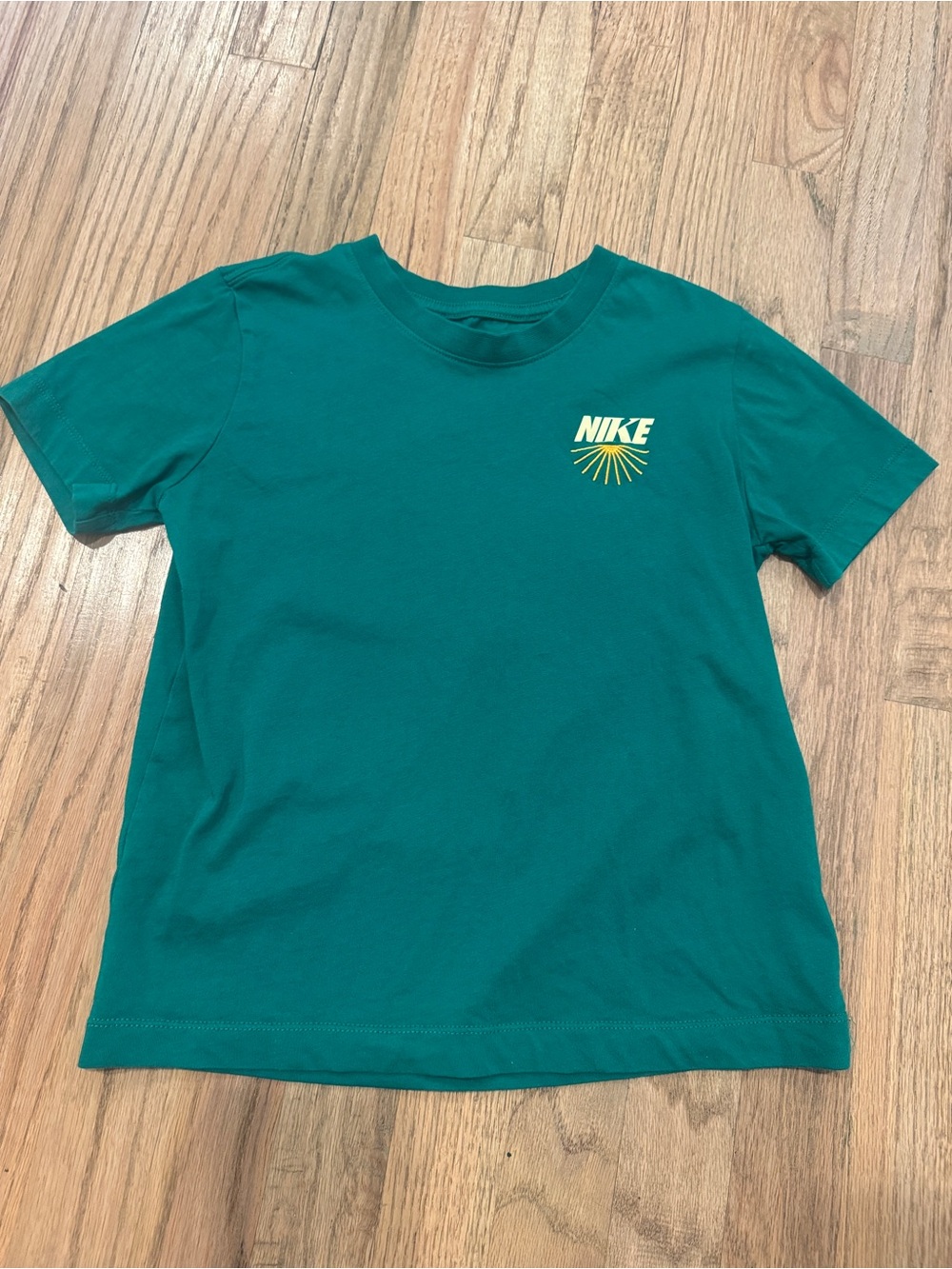Kids Nike Teal Short Sleeve Tee with Yellow Logo